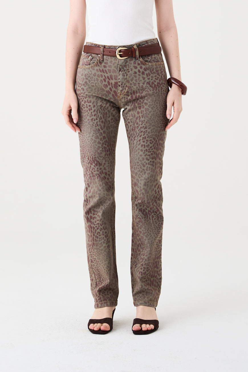 CALÇA TINA FEMININA LOW RISE ANIMAL PRINT JEANS