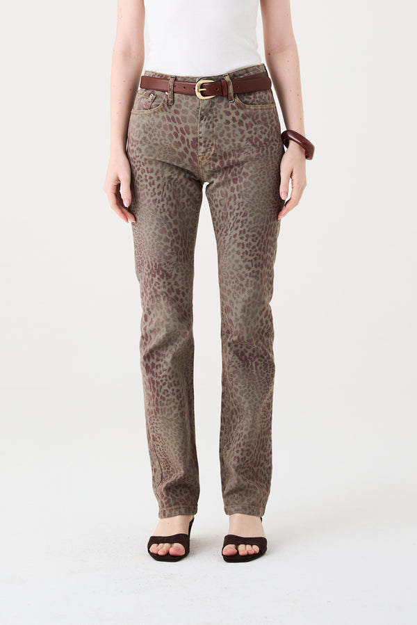 CALÇA TINA FEMININA LOW RISE ANIMAL PRINT JEANS