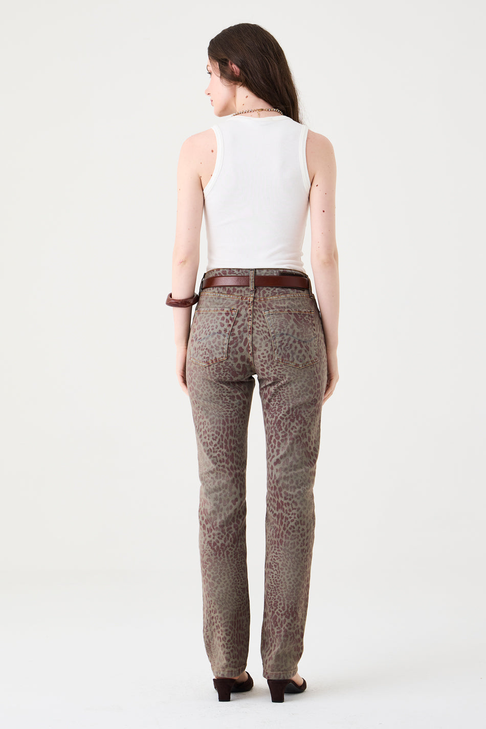 CALÇA TINA FEMININA LOW RISE ANIMAL PRINT JEANS