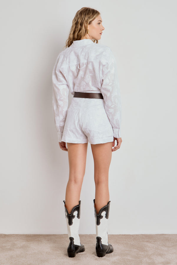 CAMISA RELAXED FEMININA ALGODÃO BORDADA - OFFWHITE