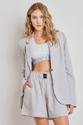 BLAZER FEMININO ALONGADO BASICO - CINZA CLARO