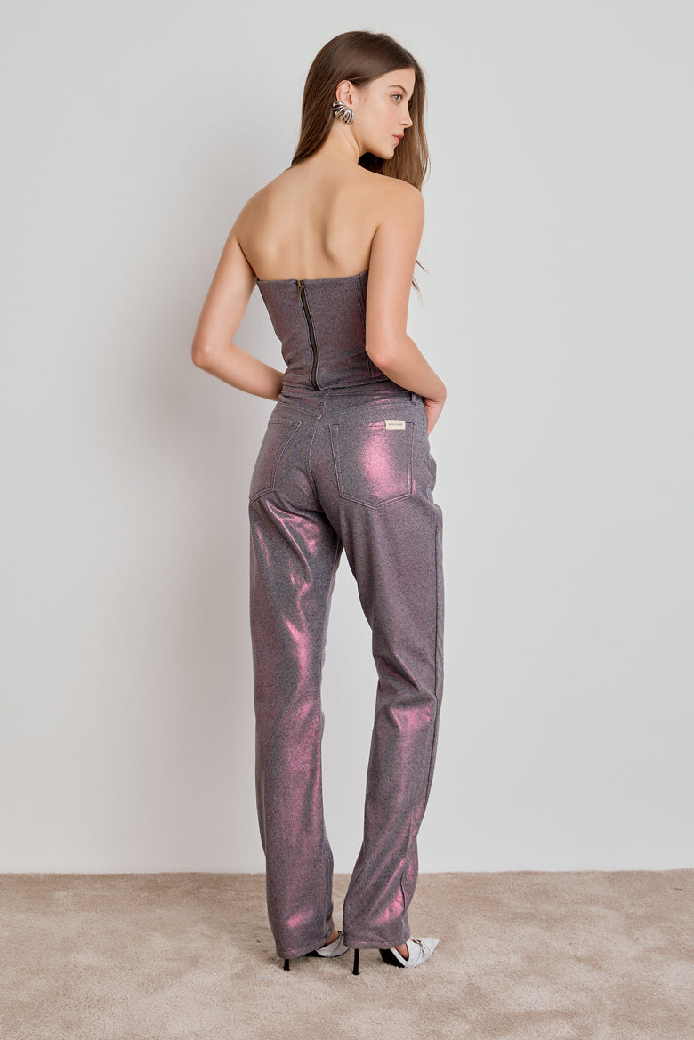 CORPETE FEMININO FOIL JEANS - INDIGO/VINHO