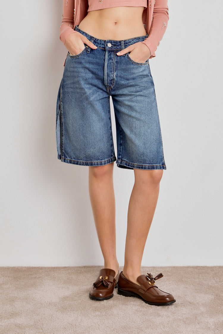 JORTS JACKIE FEMININO FENDA JEANS ESCURO