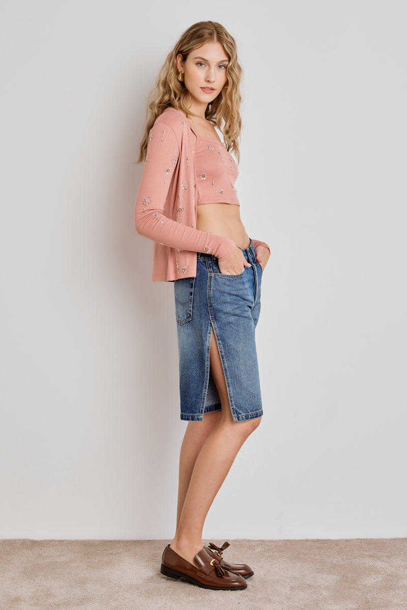JORTS JACKIE FEMININO FENDA JEANS ESCURO