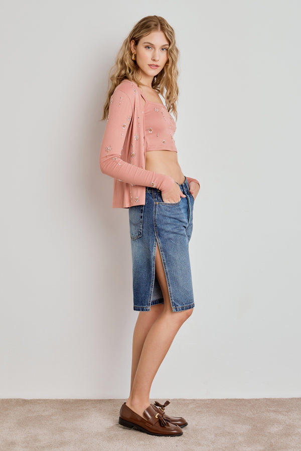 JORTS JACKIE FEMININO FENDA JEANS ESCURO