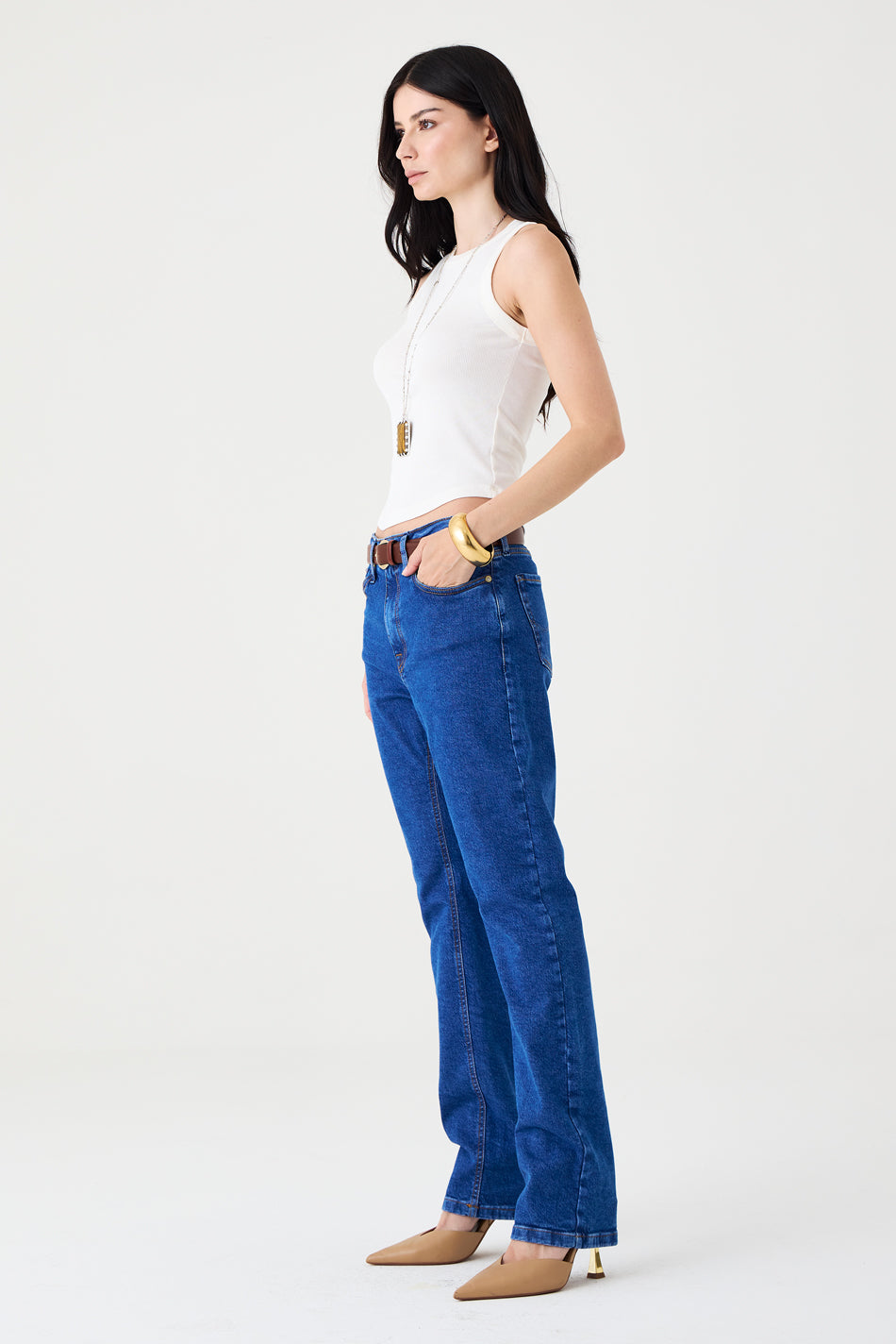 CALÇA TINA FEMININA LOW RISE JEANS MÉDIO