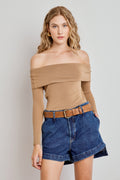 BLUSA FEMININA OMBRO A OMBRO - CAPUCCINO