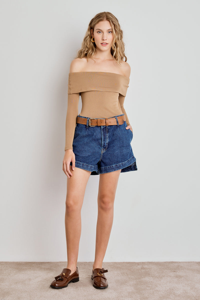BLUSA FEMININA OMBRO A OMBRO - CAPUCCINO