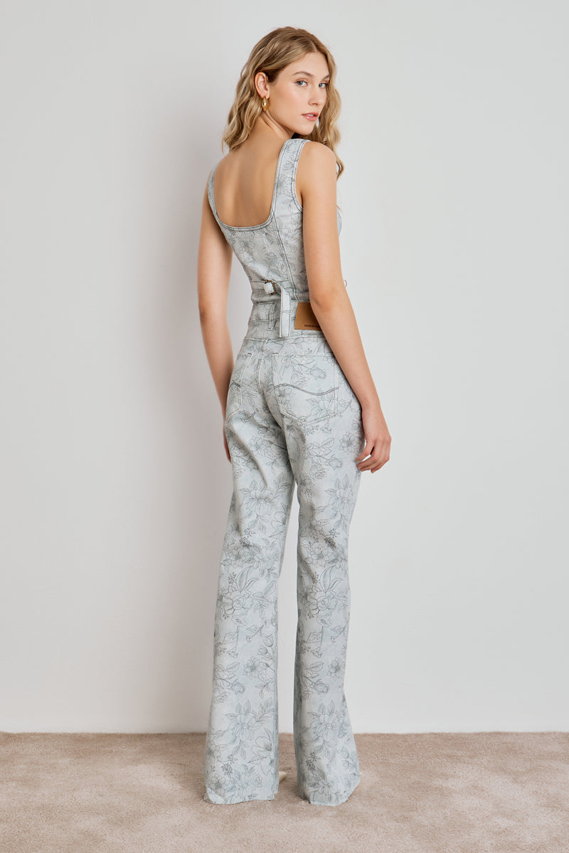 CALCA FEMININA BOOTCUT ESTAMPADA FLOWER SKETCH