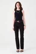 CALÇA TINA FEMININA LOW RISE SARJA PRETO