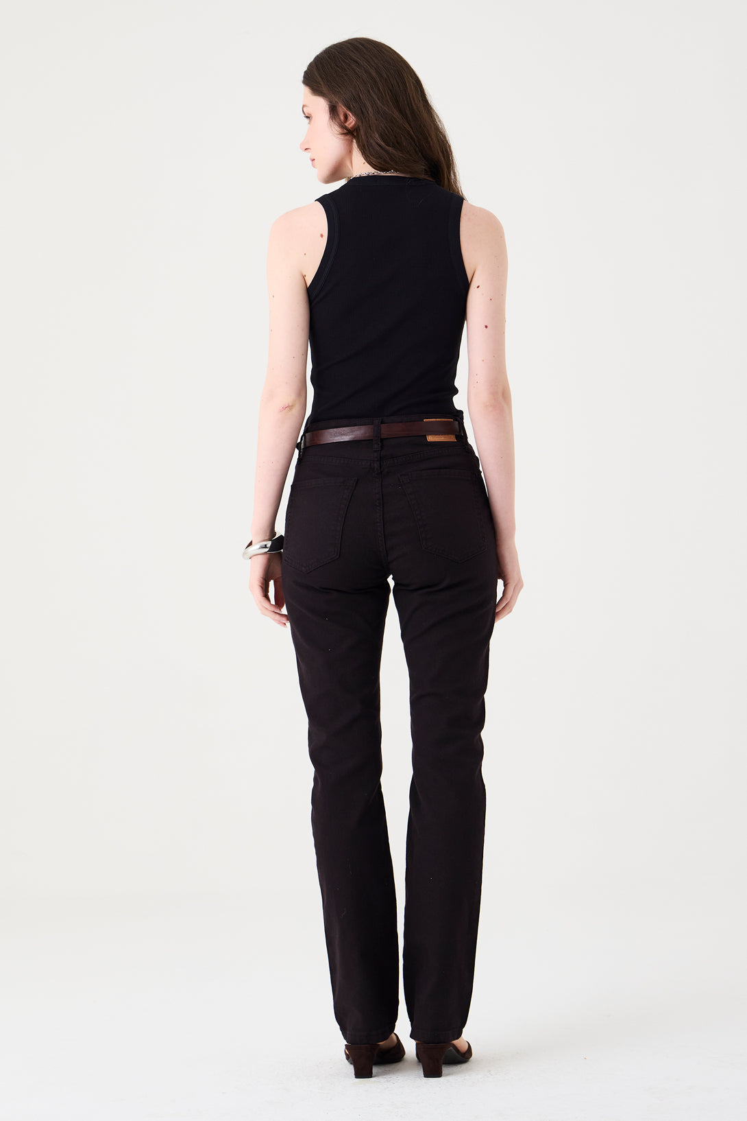 CALÇA TINA FEMININA LOW RISE SARJA PRETO