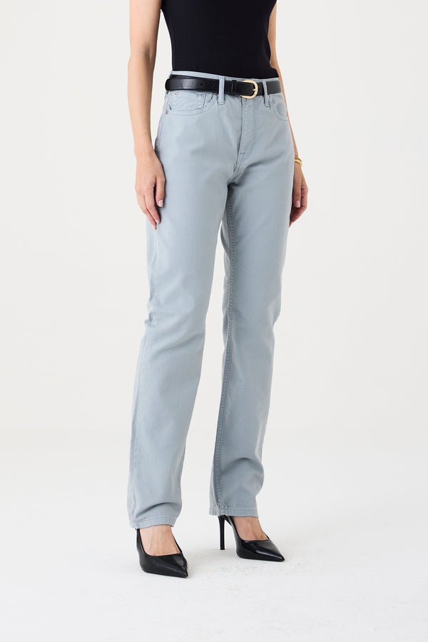 CALÇA TINA FEMININA LOW RISE SARJA CINZA CLARO