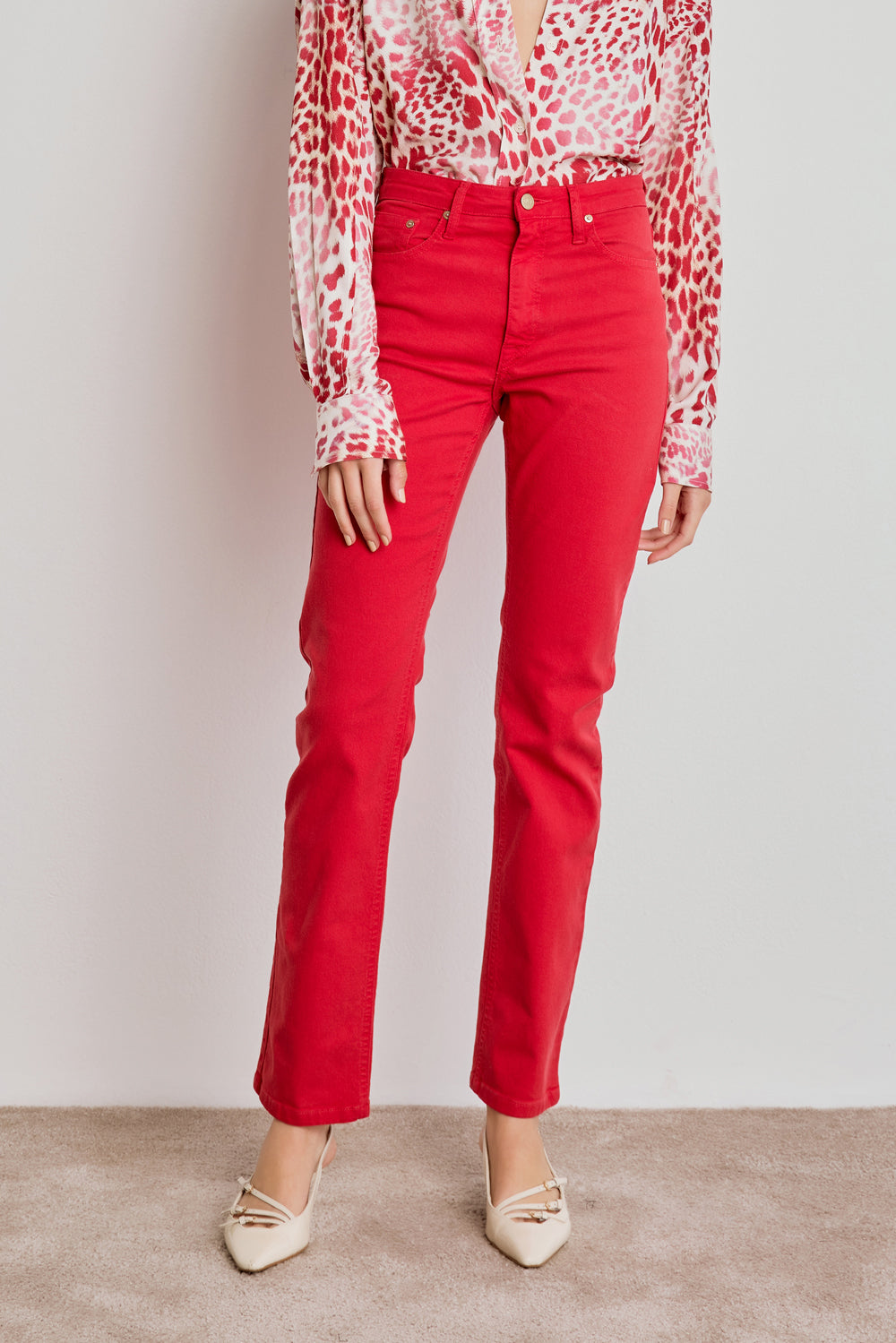 CALÇA LOW RISE SARJA - VERMELHO