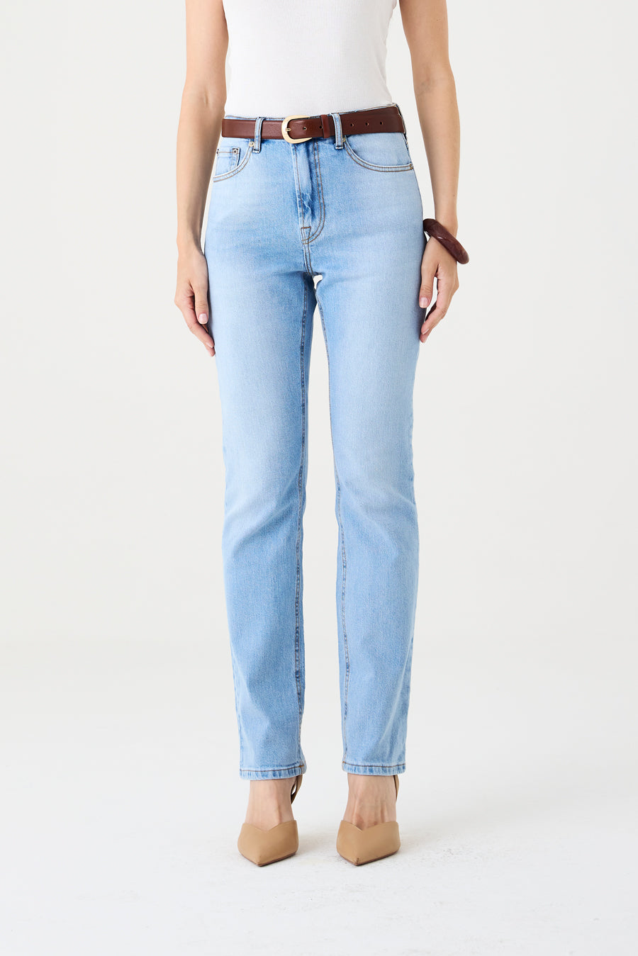 CALÇA TINA FEMININA LOW RISE JEANS CLARO