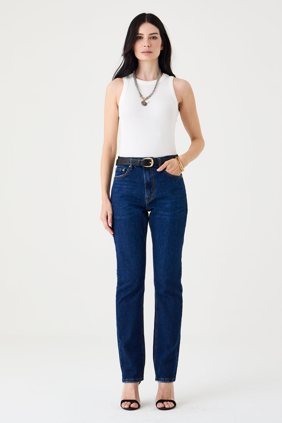 CALÇA TINA FEMININA LOW RISE JEANS ESCURO