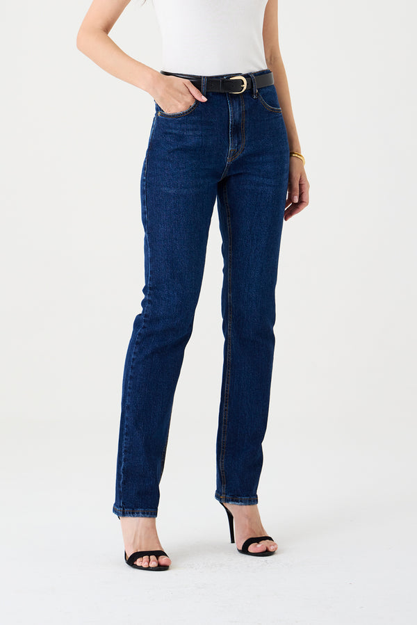 CALÇA TINA FEMININA LOW RISE JEANS ESCURO