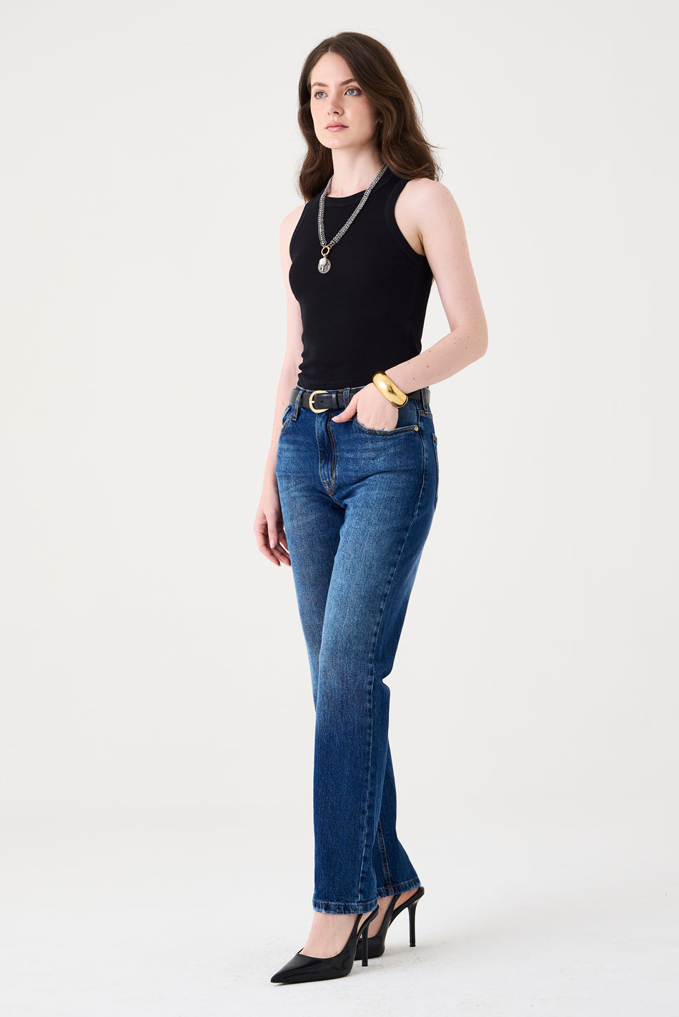 CALÇA TINA FEMININA LOW RISE JEANS MÉDIO