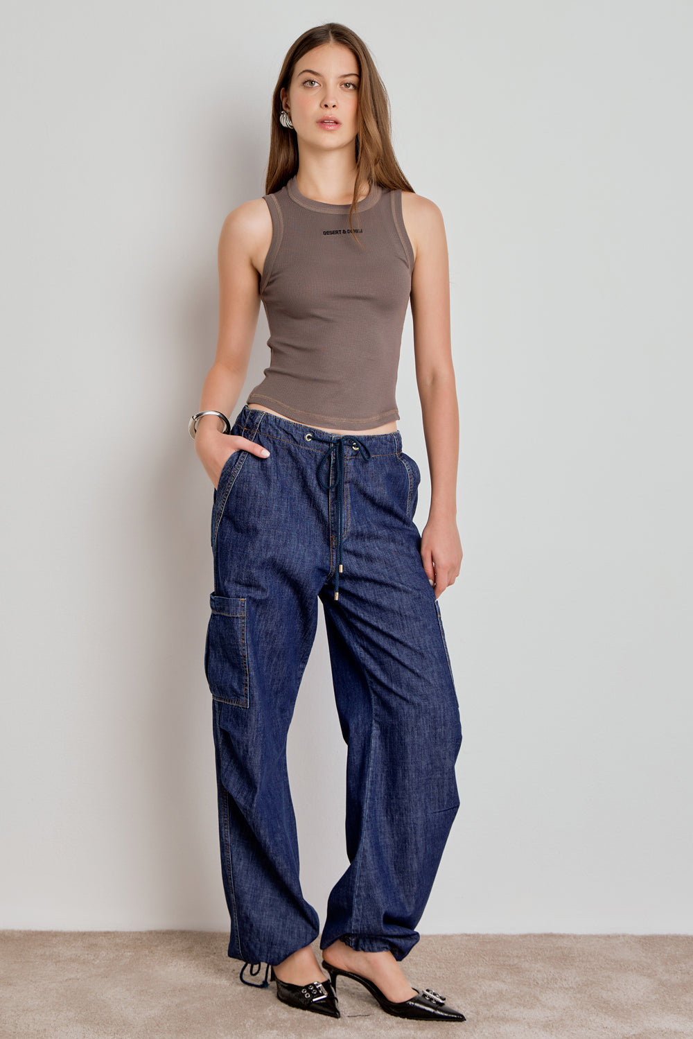 REGATA DESERT & DENIM CANELADA - CINZA