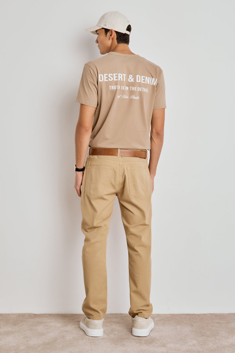 Calça Straight Sarja - Areia