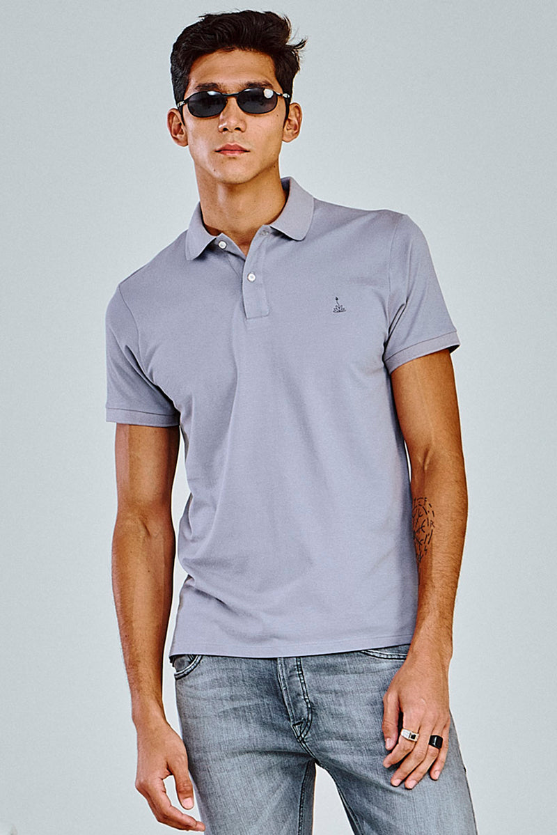 CAMISETA POLO COLOR MASC - CINZA