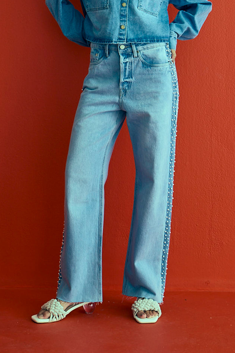 CALÇA BAGGY PEROLAS JEANS
