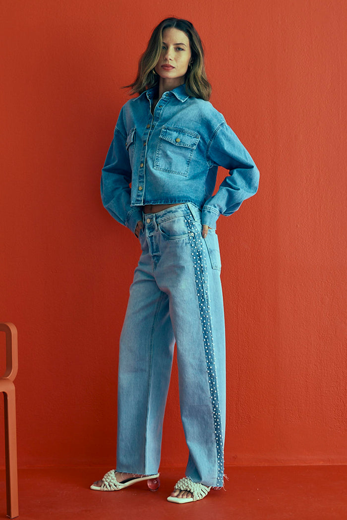 CALÇA BAGGY PEROLAS JEANS