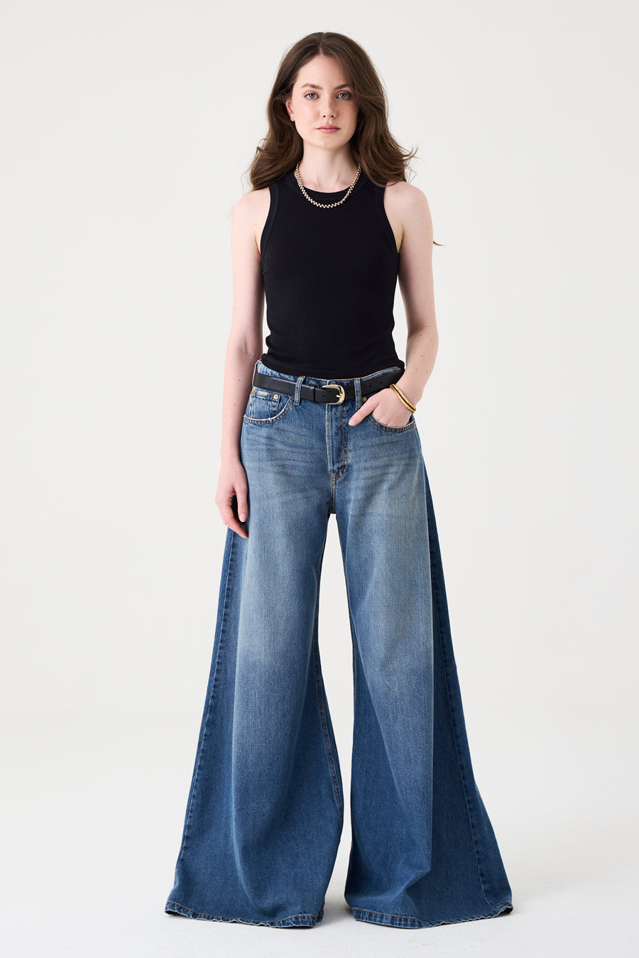 CALÇA CASSIA FEMININA MAXI WIDE DIRTY JEANS
