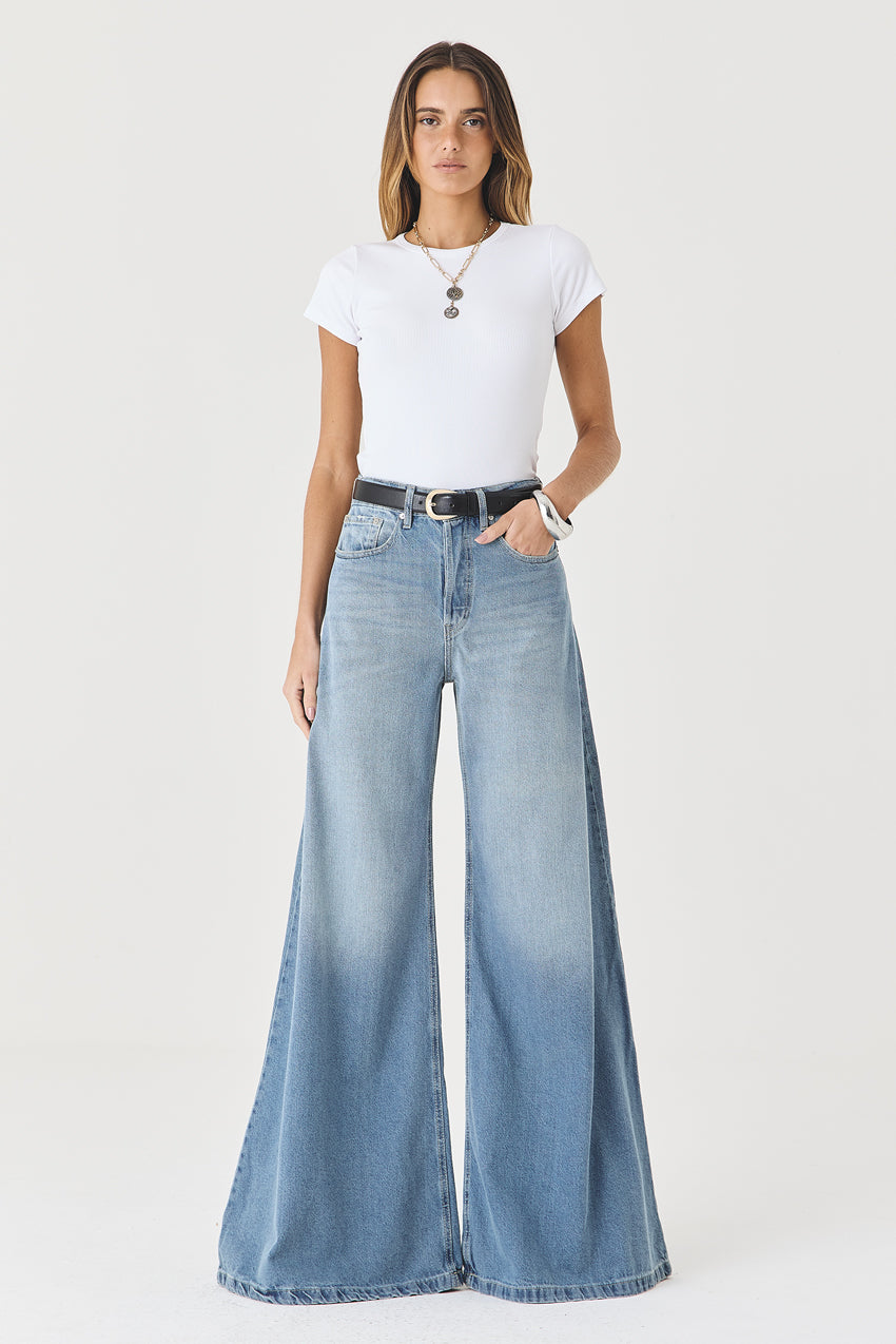 CALÇA CASSIA FEMININA MAXI WIDE DIRTY JEANS