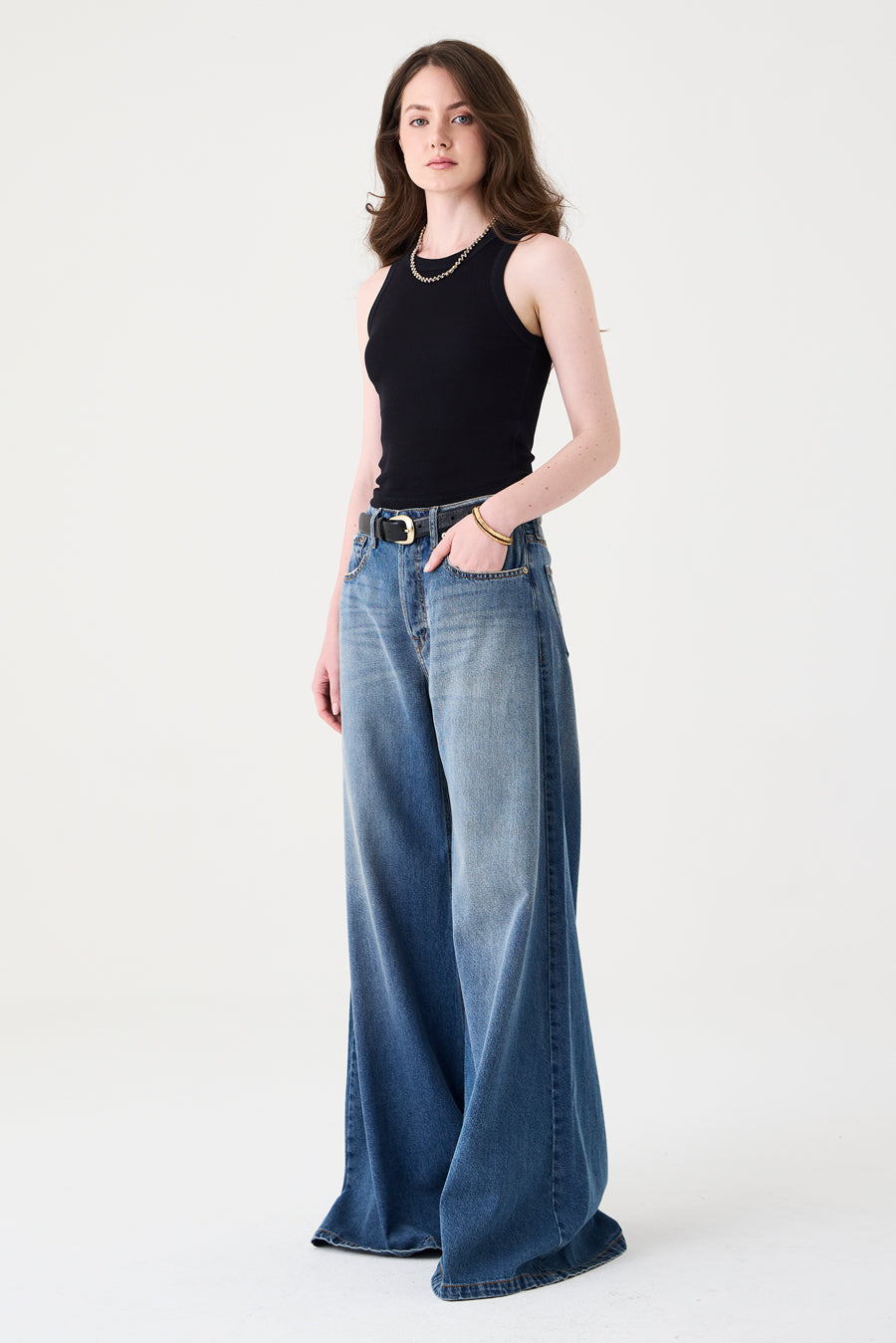 CALÇA CASSIA FEMININA MAXI WIDE DIRTY JEANS