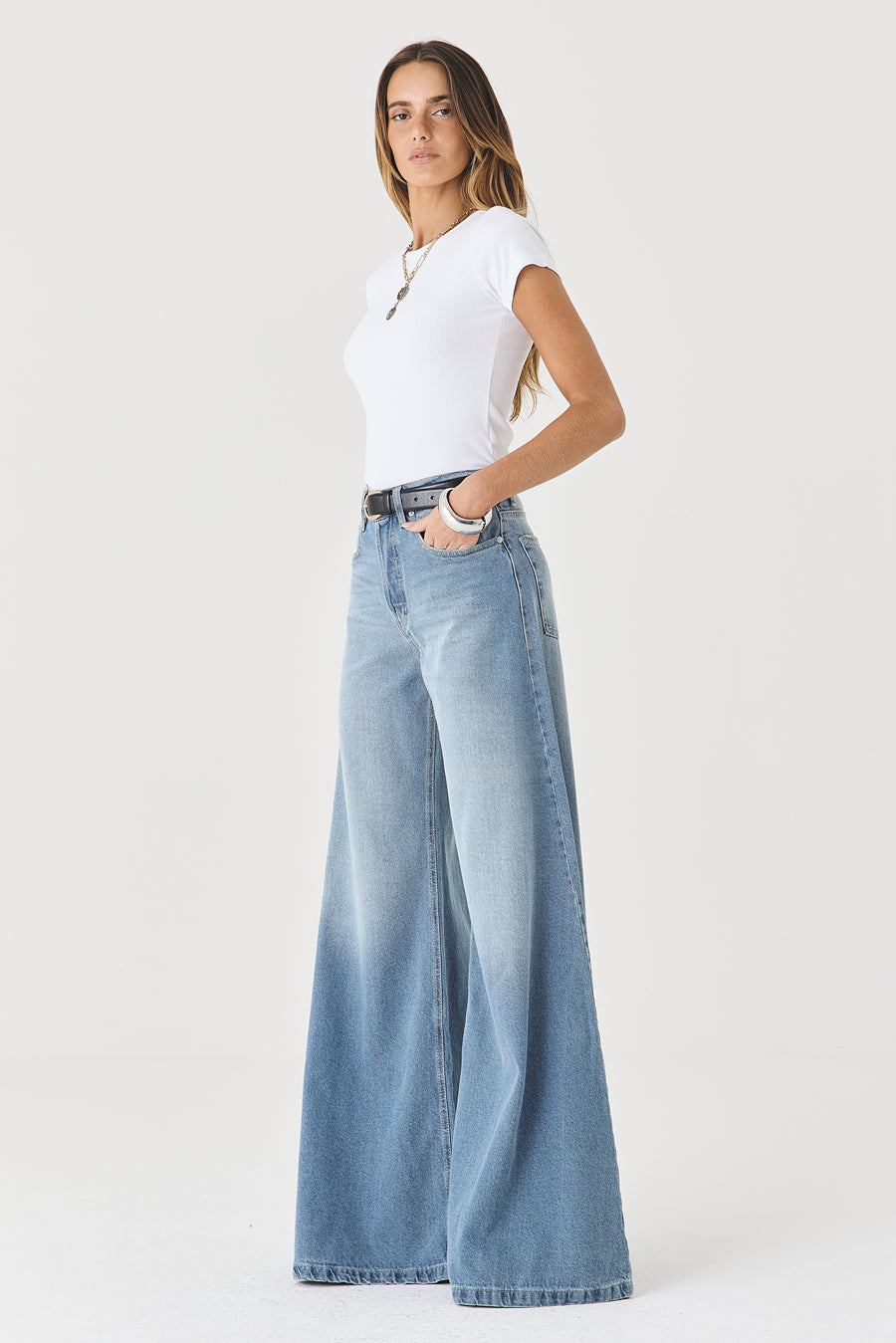 CALÇA CASSIA FEMININA MAXI WIDE DIRTY JEANS