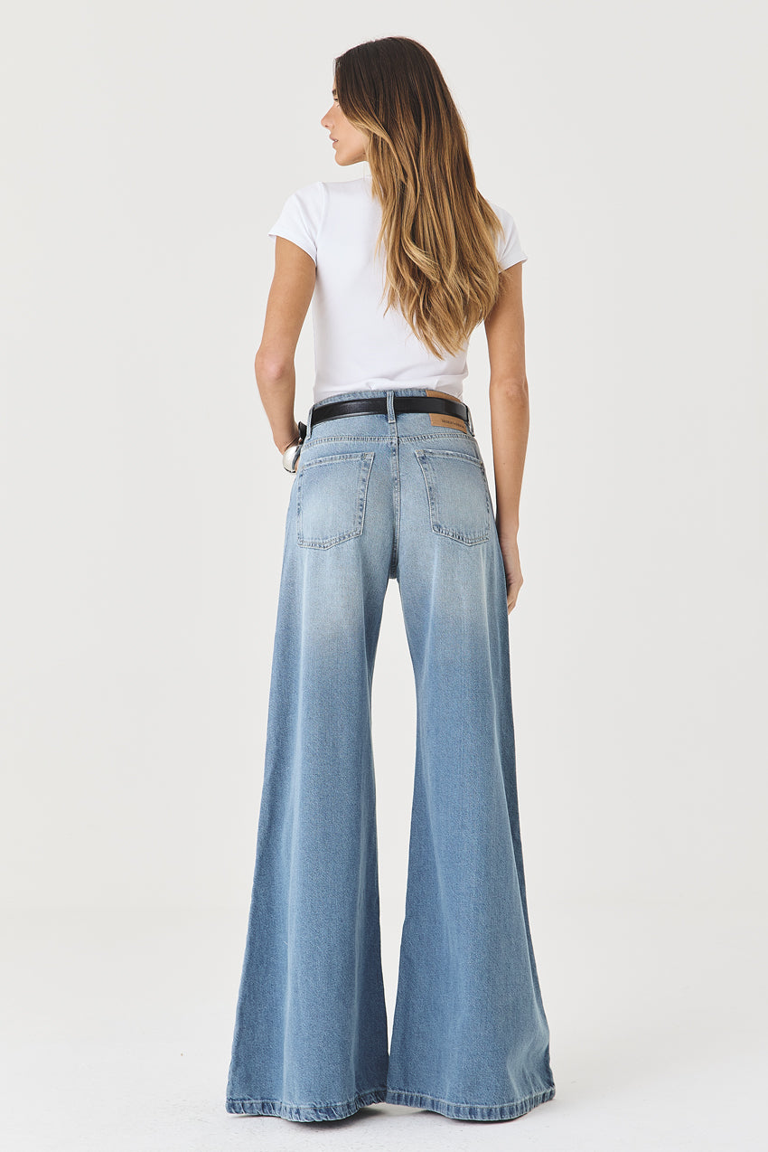 CALÇA CASSIA FEMININA MAXI WIDE DIRTY JEANS