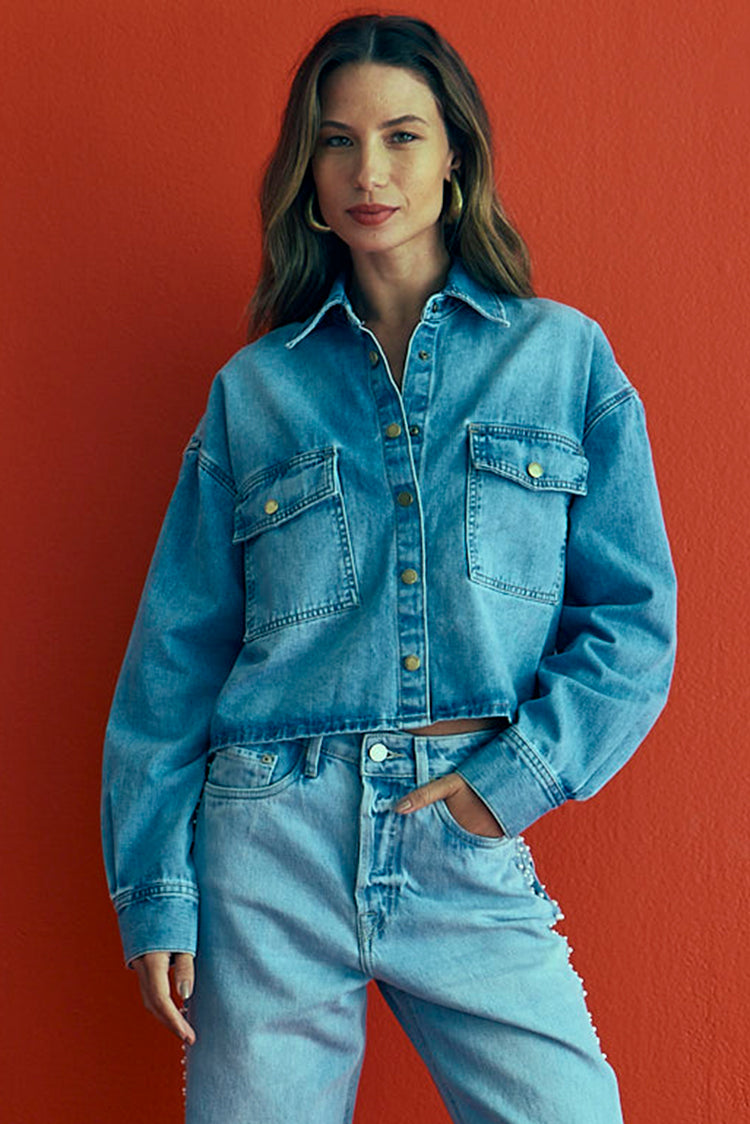 CAMISA FEMININA AMPLA DIRTY JEANS MÉDIO