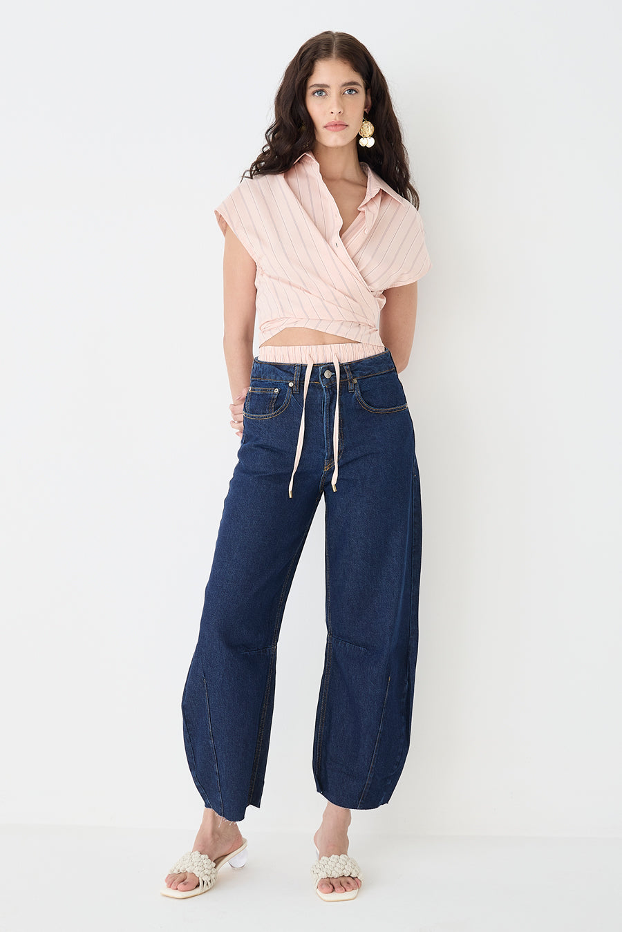 CAMISA FEMININA AMARRAÇÃO LISTRADA