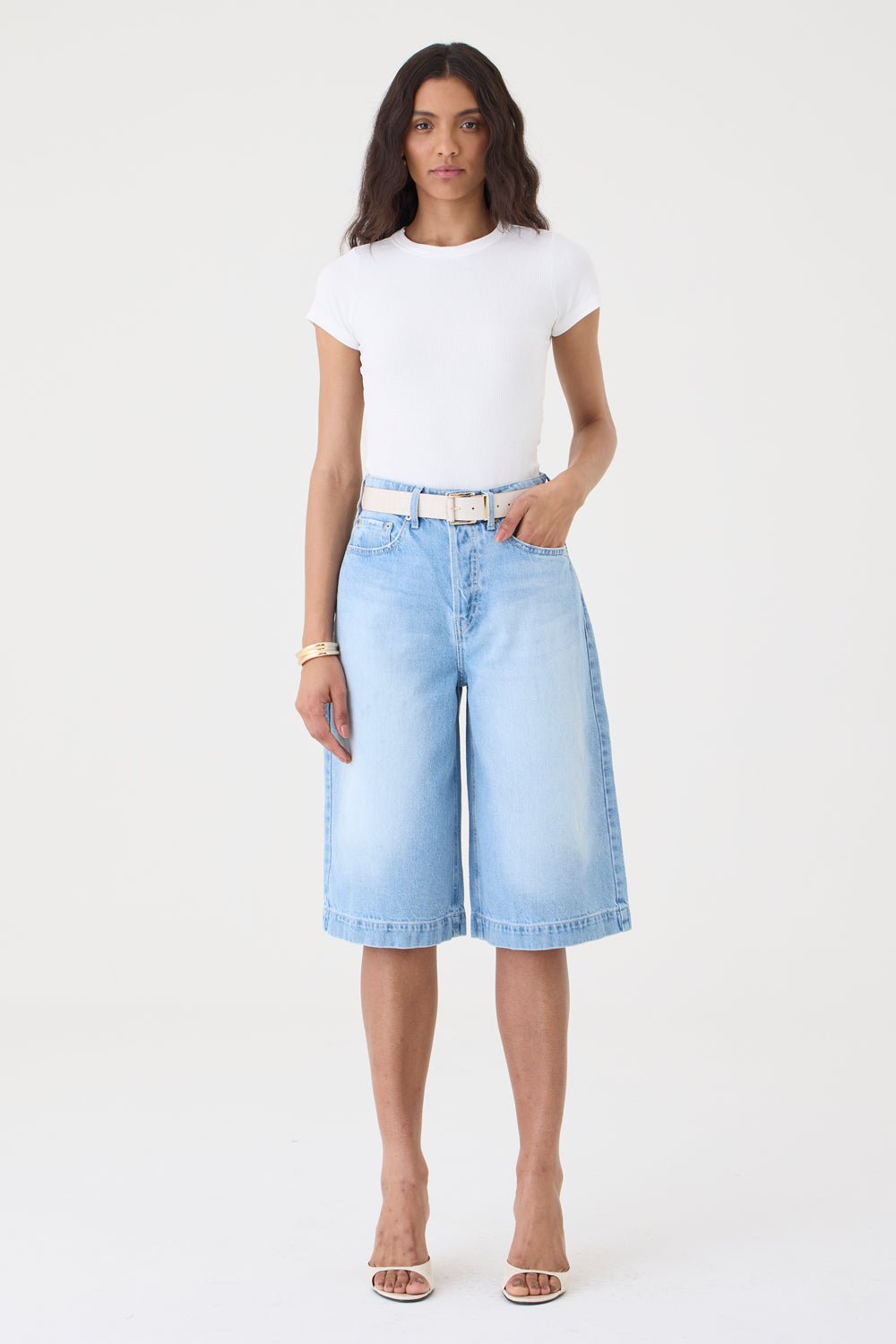 JORTS SARA FEMININO BARRA LARGA JEANS CLARO