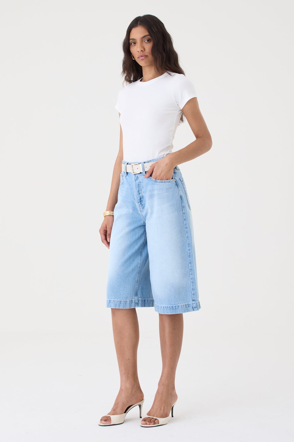 JORTS SARA FEMININO BARRA LARGA JEANS CLARO