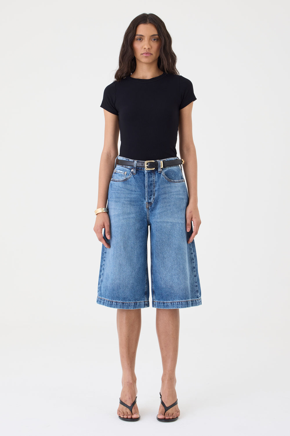JORTS SARA FEMININO BARRA LARGA JEANS ESCURO