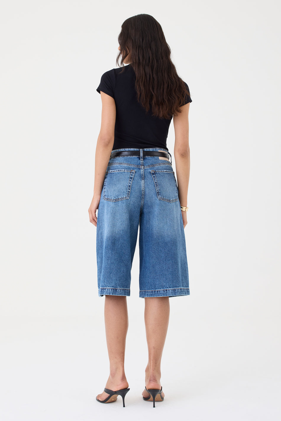 JORTS SARA FEMININO BARRA LARGA JEANS ESCURO