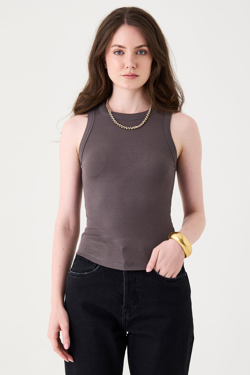 REGATA FEMININA BÁSICA CANELADA - CINZA