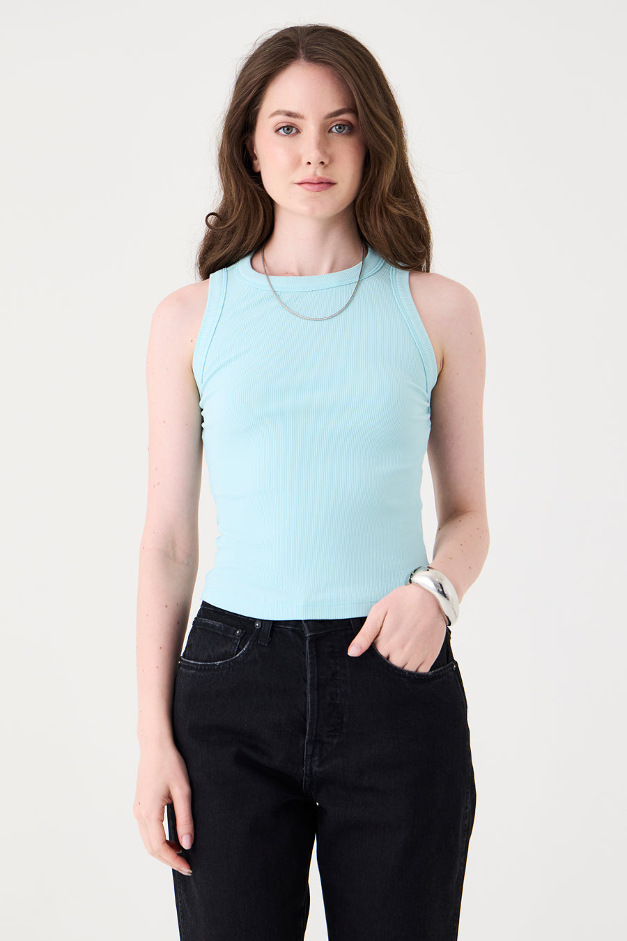 REGATA FEMININA BARRA ARREDONDADA RIBANA - AZUL PISCINA