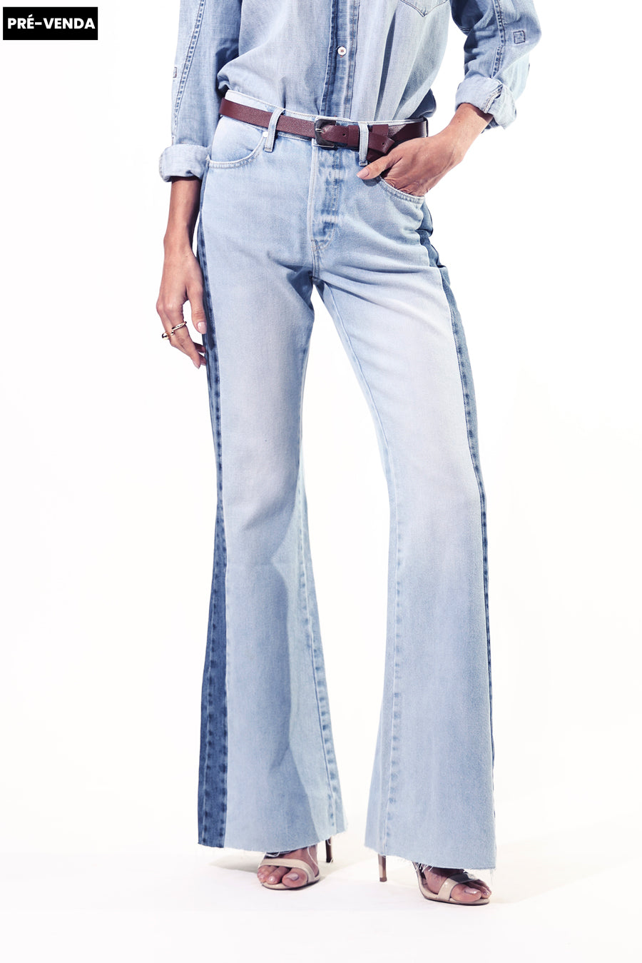 CALÇA ELIS FEMININA BOOTCUT PATCH JEANS CLARO
