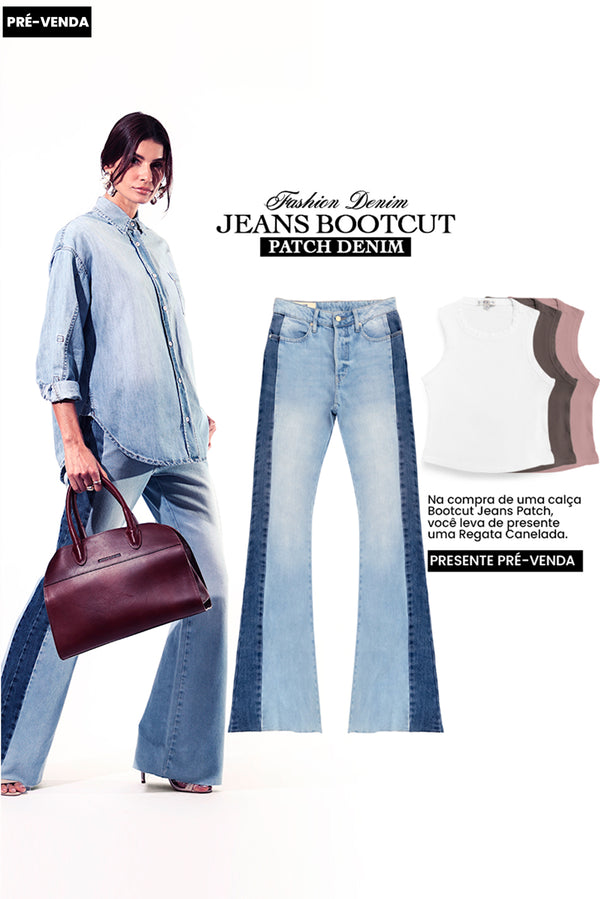 CALÇA ELIS FEMININA BOOTCUT PATCH JEANS CLARO