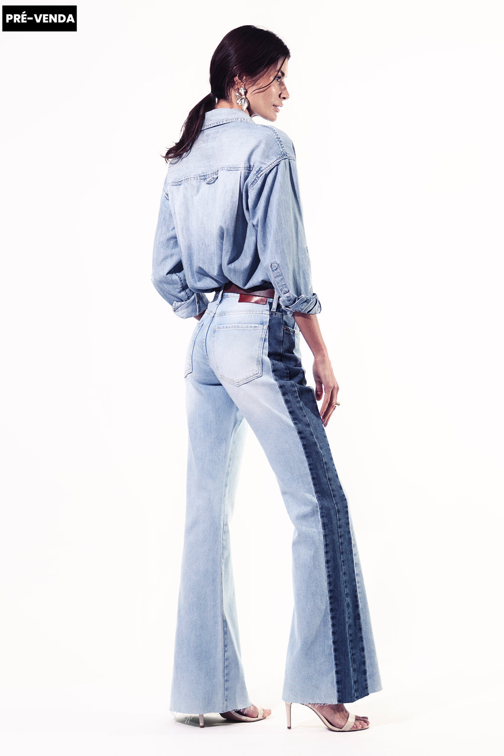 CALÇA ELIS FEMININA BOOTCUT PATCH JEANS CLARO