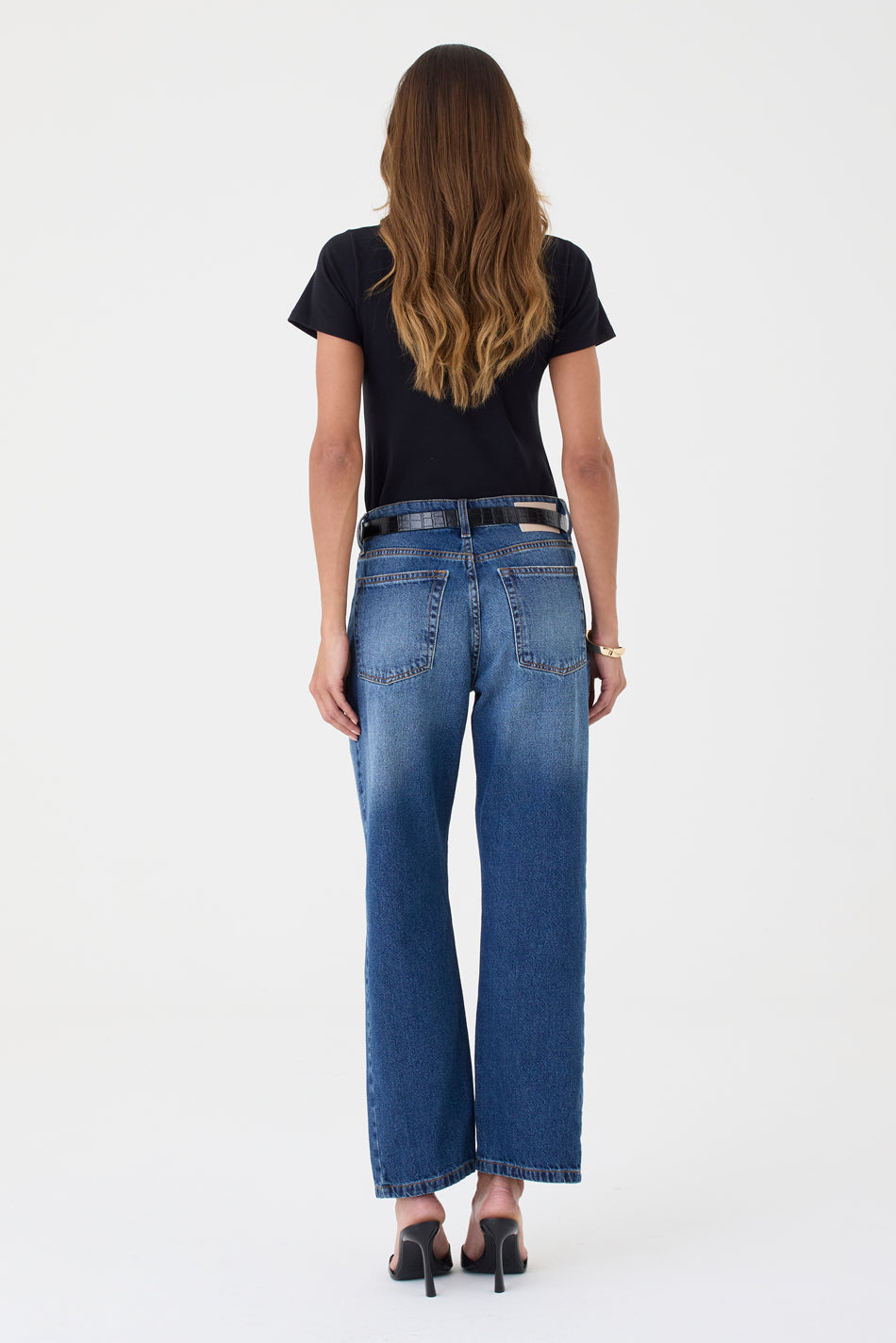CALÇA MONICA FEMININA BARREL SLIM JEANS ESCURO