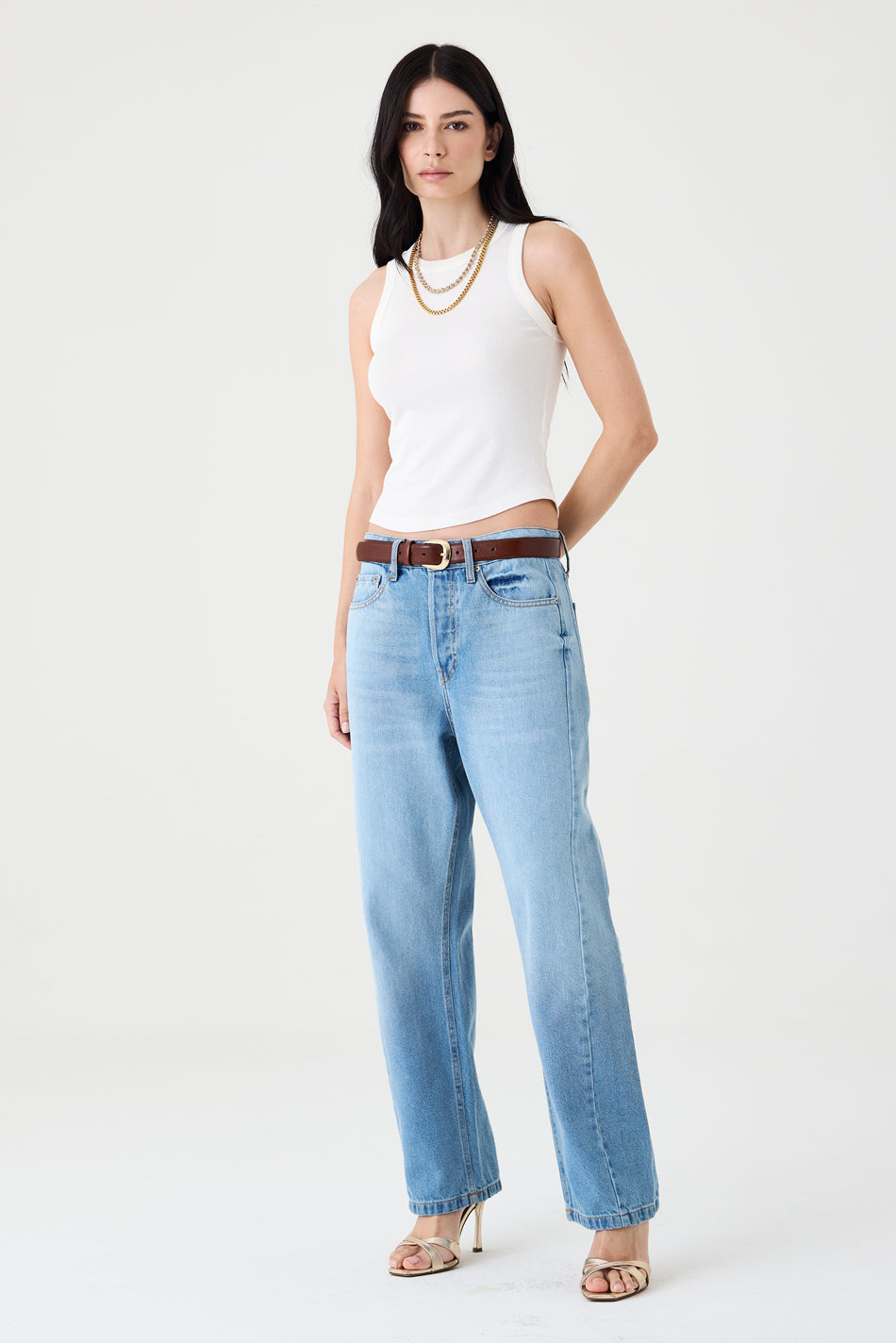 CALÇA MONICA FEMININA BARREL SLIM JEANS MÉDIO