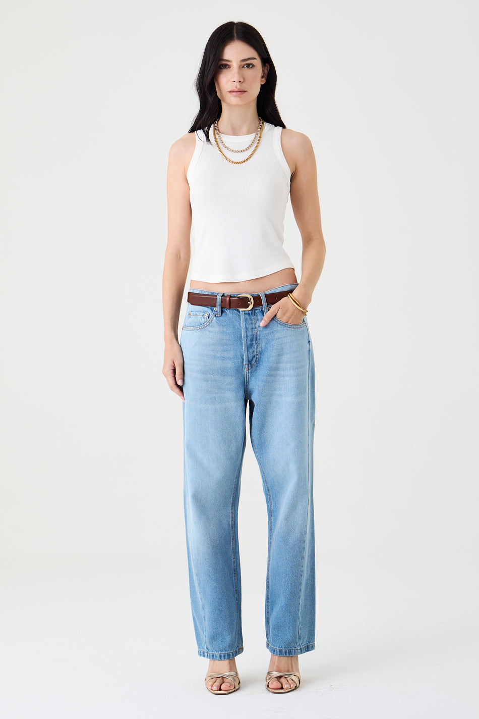 CALÇA MONICA FEMININA BARREL SLIM JEANS MÉDIO