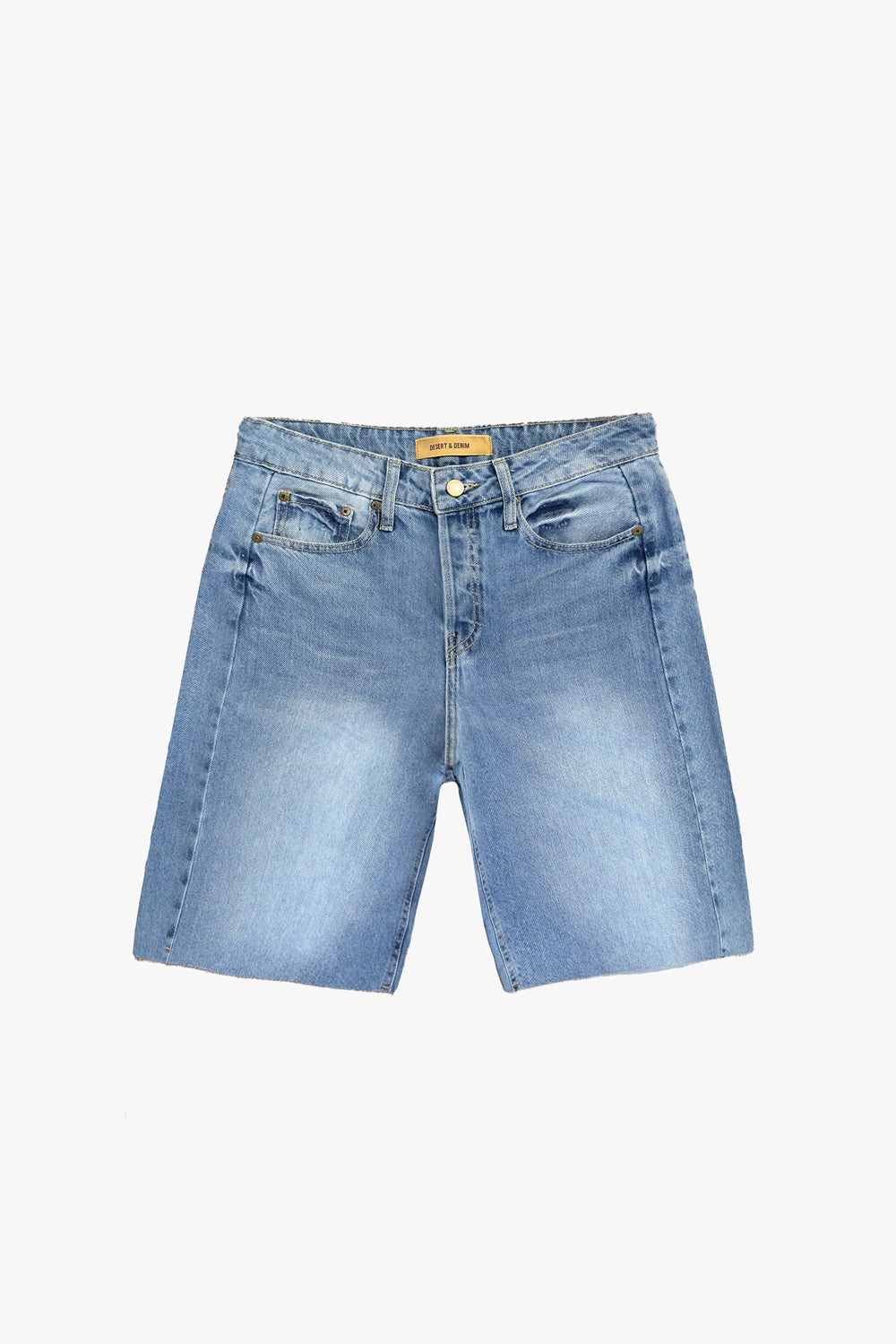 BERMUDA LUNA FEMININA COM RECORTES BARRA A FIO JEANS CLARO