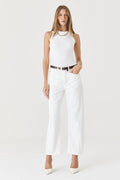 CALÇA MONICA FEMININA BARREL SARJA SLIM OFF WHITE