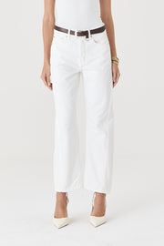 CALÇA MONICA FEMININA BARREL SARJA SLIM OFF WHITE