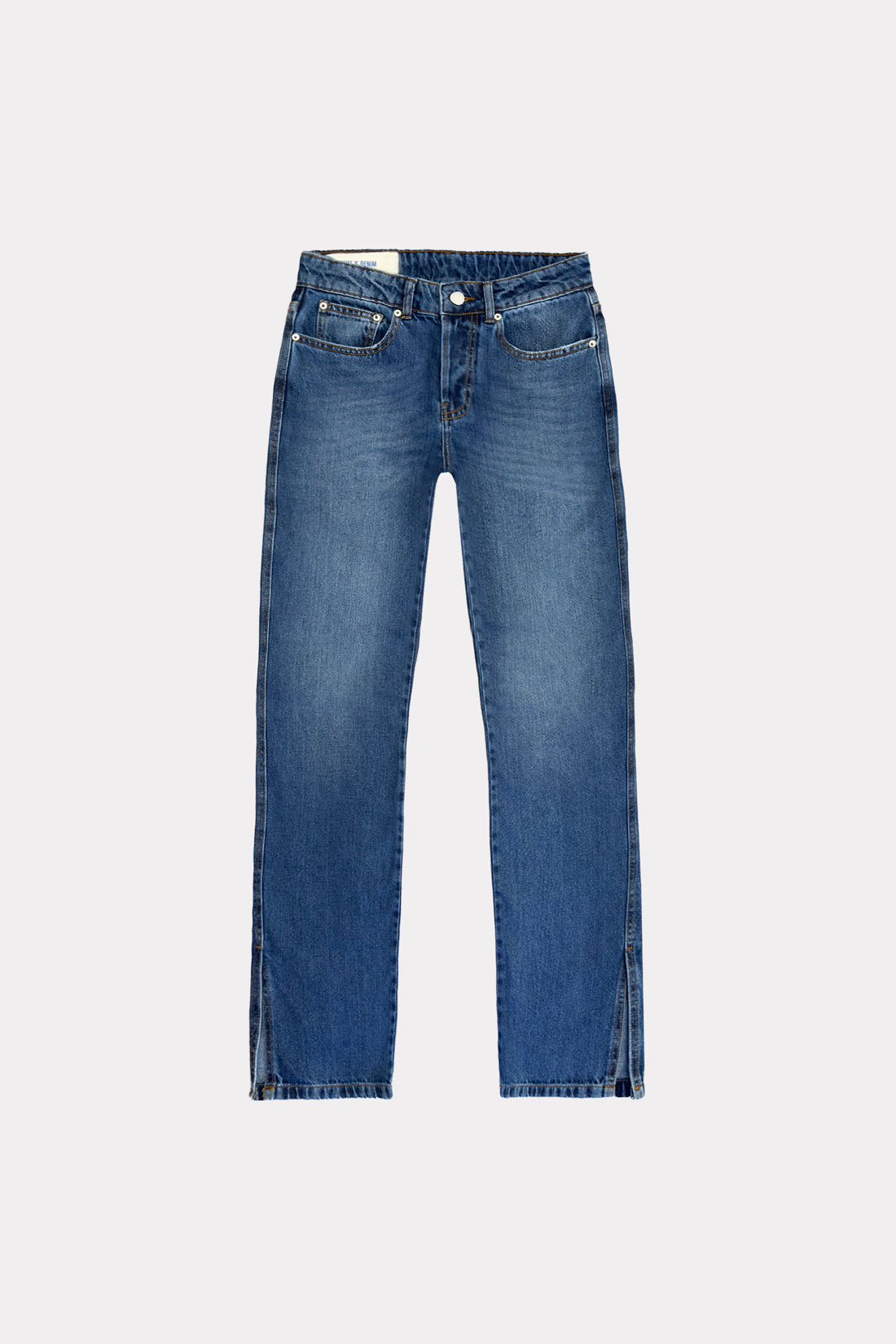 CALÇA CLAU FEMININA STRAIGHT FENDAS JEANS ESCURO