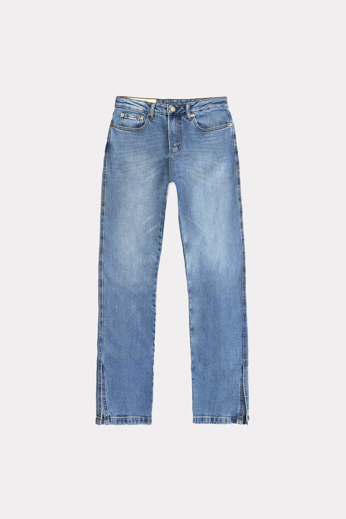 CALÇA SIMONE FEMININA LOW RISE FENDA JEANS MÉDIO